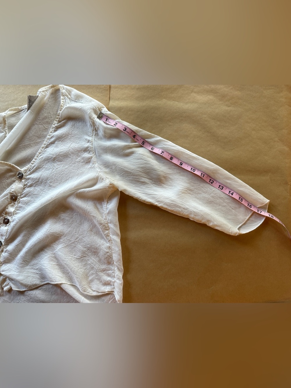 Women's Cream Button-Front High-Low Blouse - Picture 8 of 9